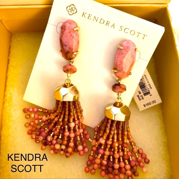 Kendra Scott Jewelry - NWT Kendra Scott RARE & Retired Dove Earrings Pink Rhodonite Yellow Gold Amazing
